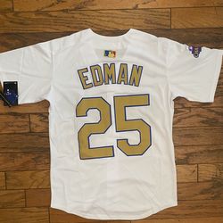 White Gold Edman Los Angeles Dodgers Championship Jersey Not Ohtani
