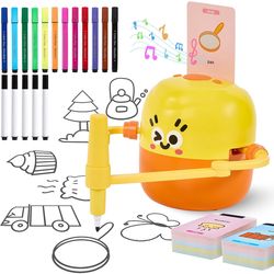 Drawing Robot for Kids, Interactive Educational Drawing Machine with Voice Interaction, Montessori Painting Learning Toy with 150 Word Cards