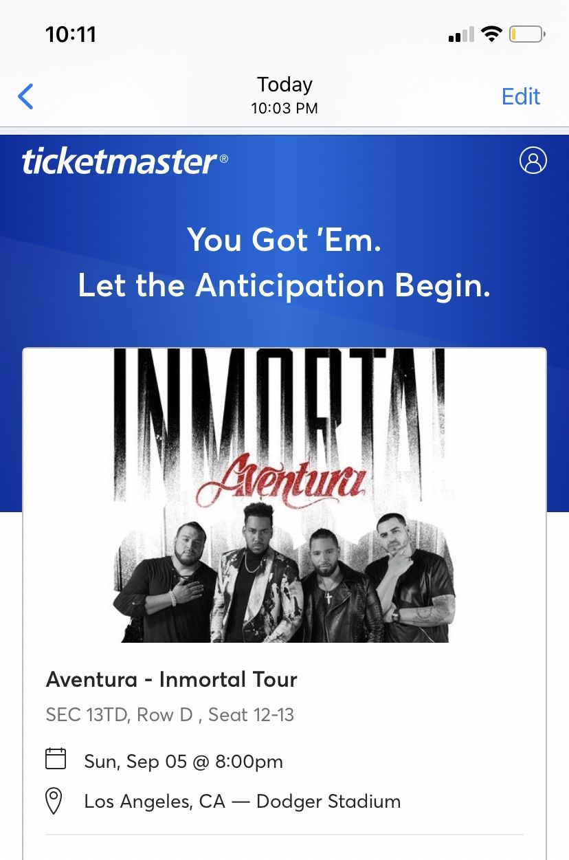 Aventura Concert 9/5 Sunday Dodger Stadium