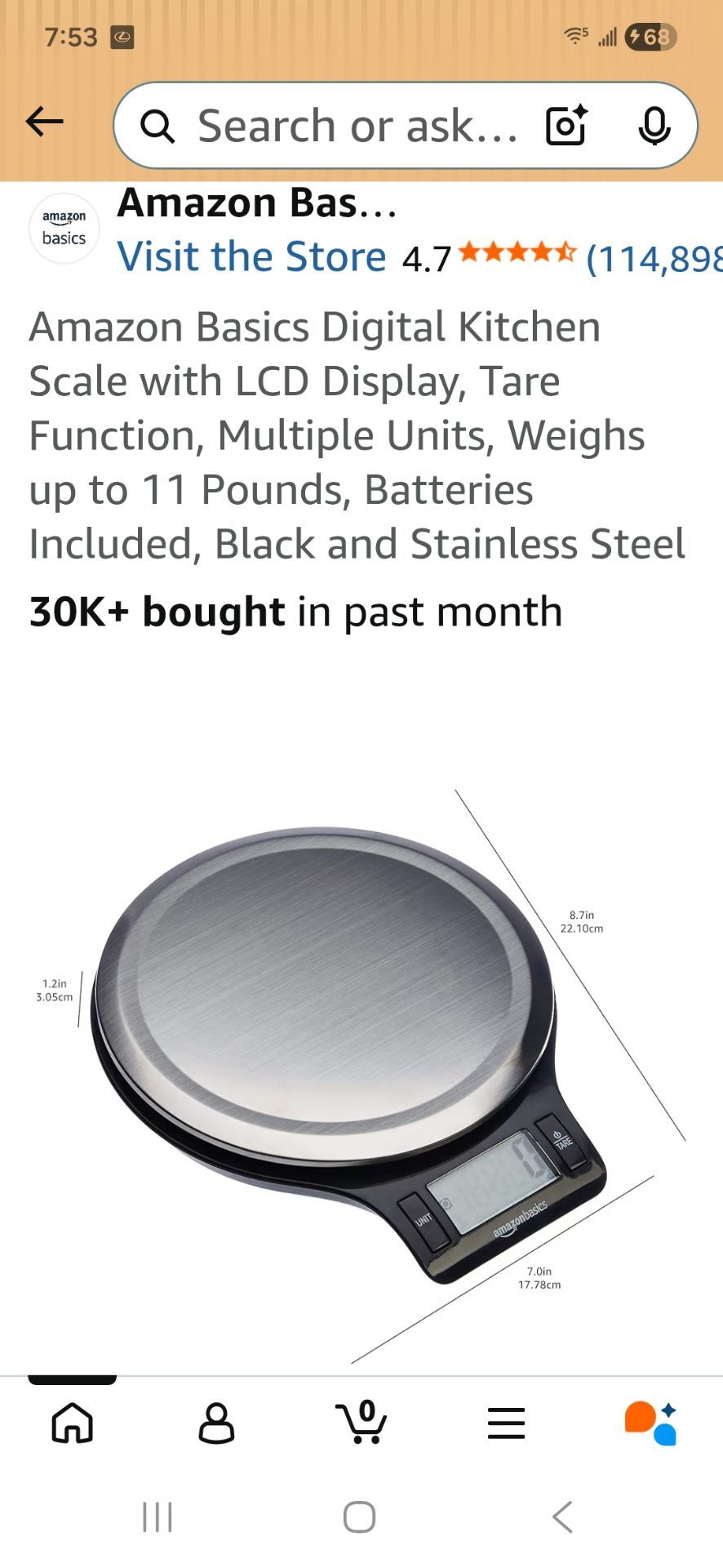 Digital kitchen scale