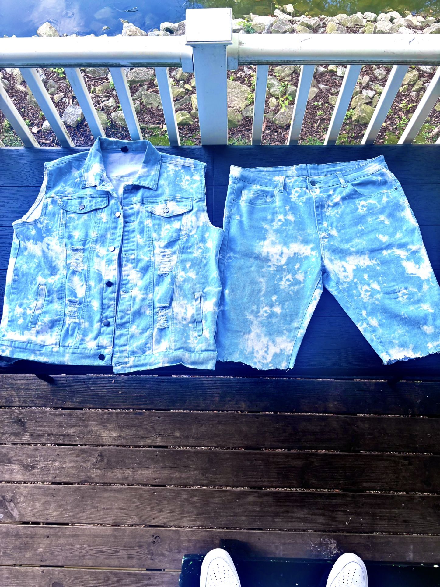 Men's Custom Denim Short Sets 50$ Each Sz 36 Shorts/ XL Vest