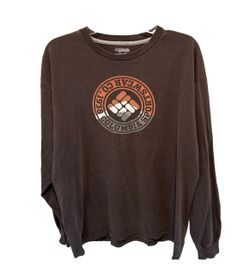 Columbia Sportswear Men’s SZ L Brown Graphic Long Sleeve Crew Neck T Shirt Logo