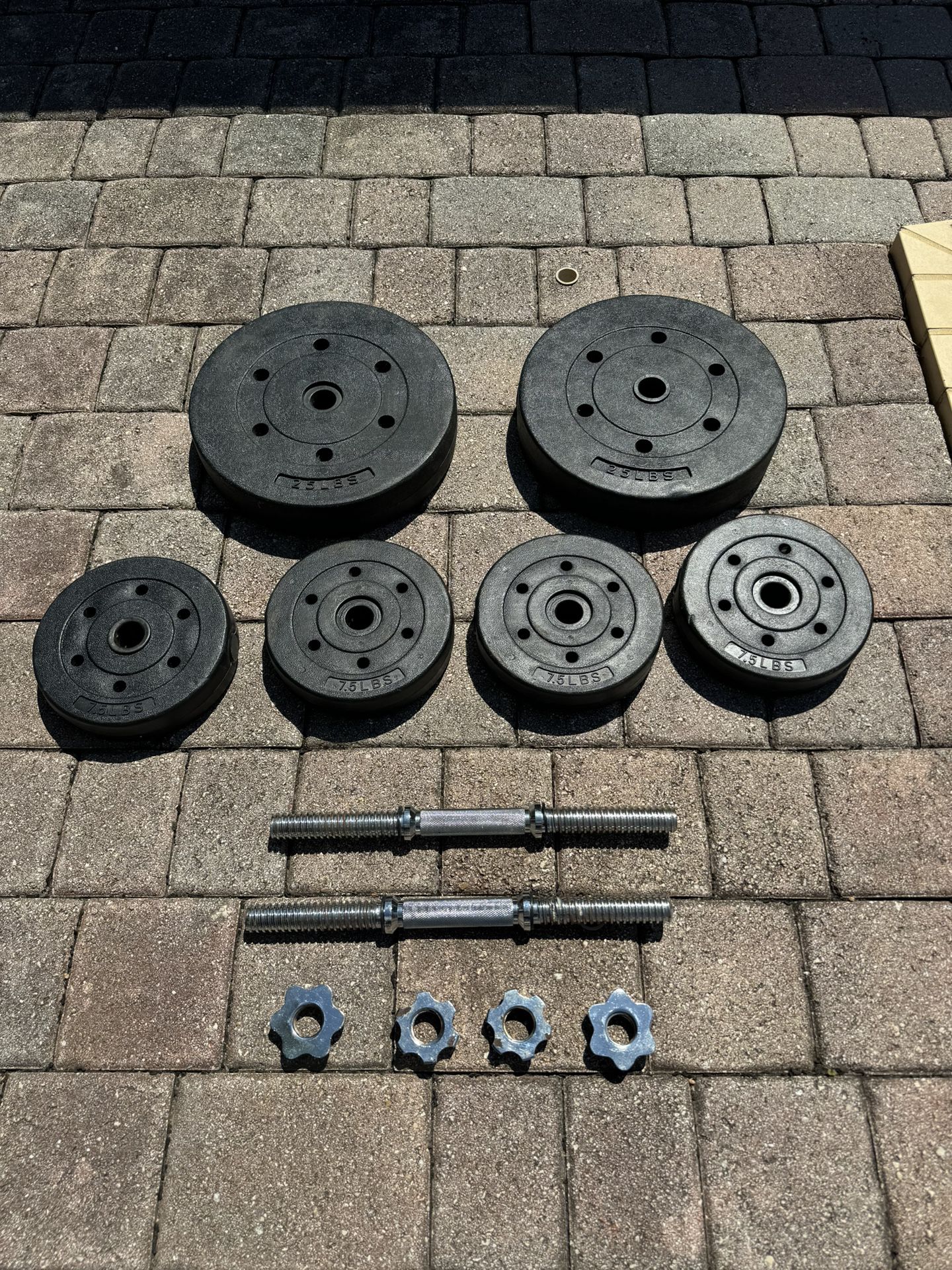 80lbs In 1” Plastic Weight Plates and Dumbbell set