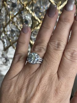 Platinum Diamond Mounting With Moissanite Center + 2 Bands White Gold /diamond