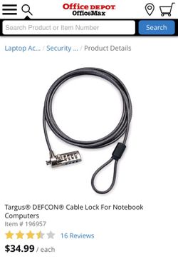 Targus laptop cable lock
