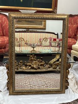 Beautiful Large Ornate Gilded Gold Wood Framed Beveled Mirror🌷