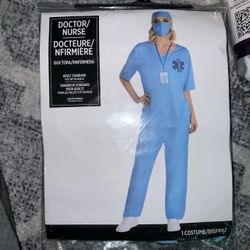 Doctor Nurse Adult Unisex ER Surgeon Scrubs Halloween Costume Plus One Size 3916