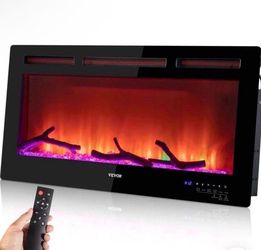 VEVOR Electric Fireplace Linear Fireplace 36'' Wall-mounted or Recessed w/Remote