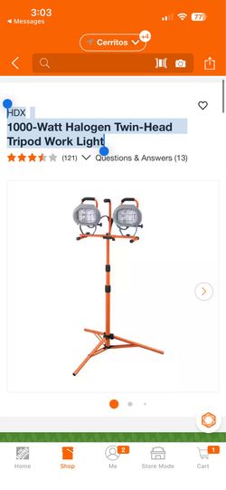 HDX 1000-Watt Halogen Twin-Head Tripod Work Light