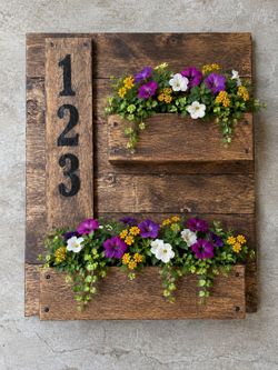 Rustic Wooden House Number Sign - Handmade & Customizable