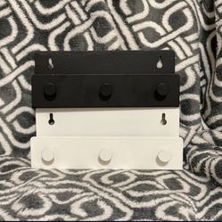 Set Of 4 Key/Mask/Mail Holder Shelf - 3 Pegs (includes 2 Black 2 White Shelves)