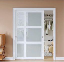 Brand New 60”x80”( Double 31”) Bypass Sliding Closet Doors with Frosted Glass