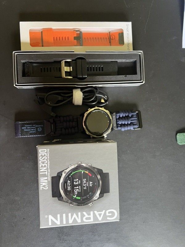 Garmin Descent Mk2 GPS Watch - Stainless Steel with Black Band