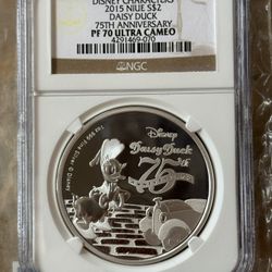 2015 1oz DAISY DUCK NGC PF70 SILVER COIN 