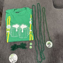 Saint Patrick’s day shirt and accessories lot- 8 count