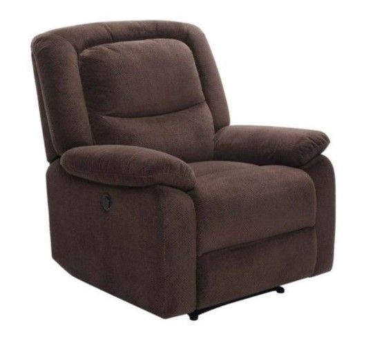 14-40 Serta Push-Button Power Recliner with Deep Body Cushions, Brown Fabric. New
