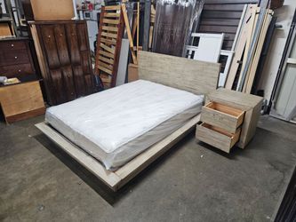 Queen bed and night stand