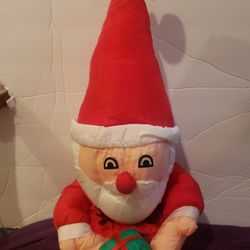 Plush Vintage Santa Clause Nylon CHRISTMAS Stocking Parachute Style. Xmas H