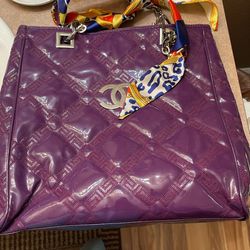 Chane Purple Shoulder Bag Very Good Used Large