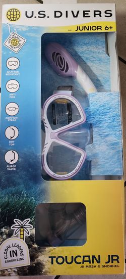 U.S. Divers Toucan Jr Kids Snorkeling Combo Ages 6+ (White & Purple) Mask and Snorkel Included