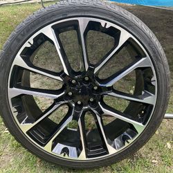 26” 6 Lug Nissan Rims With 305-30-26 Tires In Excellent Condition.