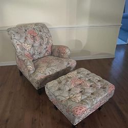 Flowered Chair And Ottoman