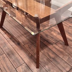 Mid Century glass Top Dining Table