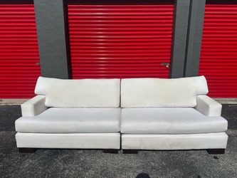 WHITE FABRIC SOFA COUCH / IN GOOD CONDITION/ DELIVERY NEGOTIABLE