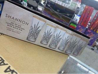 Godinger Shannon Crystal Shooters with Gold Rim (Set of 5)
