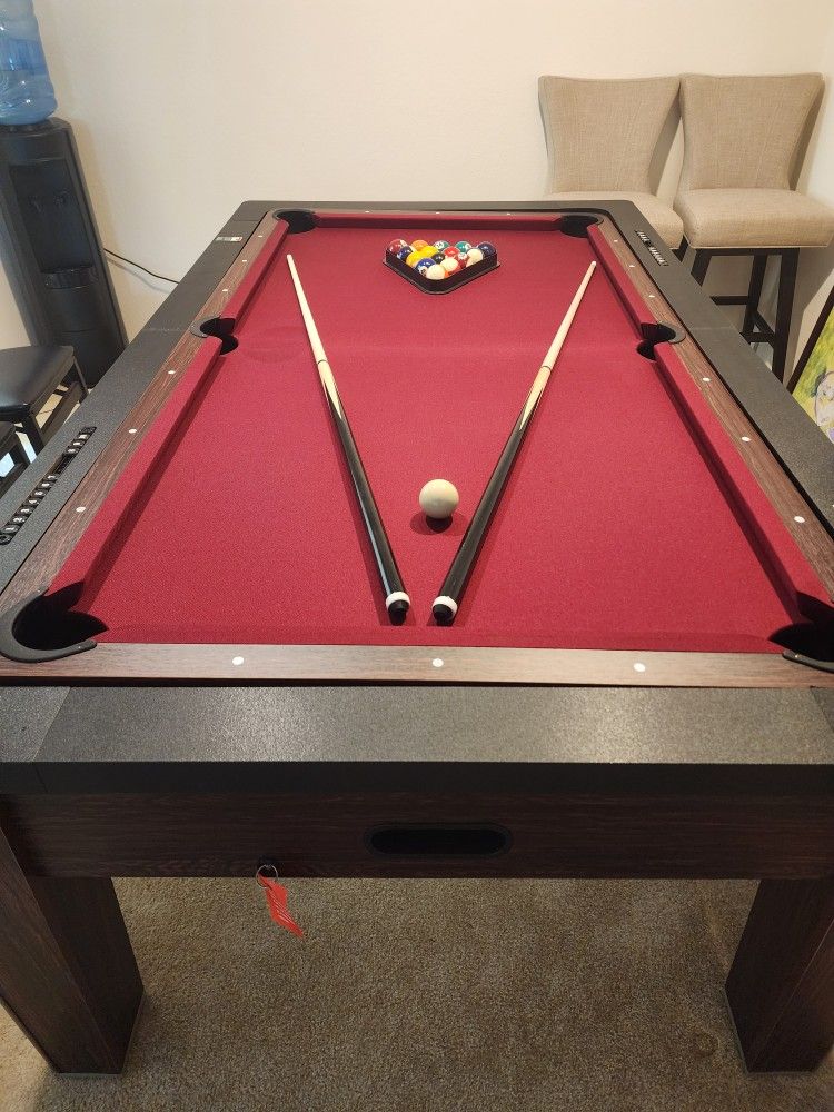 Walnut 4 in 1 Multi Function Game Table, Pool Table, Air Hockey, Ping Pong