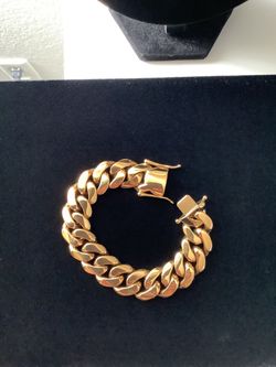 18K Triple Layered Gold 22MM 8 1/2 Inch Flat Cuban Bracelet With Double Locking Clasp