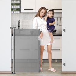 42-Inch Extra Tall Retractable Baby Gates for Doorways 56" Wide Baby Gate Tall Retractable Dog Gate Indoor Outdoor Extra Tall Pet Gate Adjustable Tall