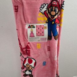 Pink Super Mario Bros Princess Peach Plush Throw Blanket NWT (UFS/UFT)