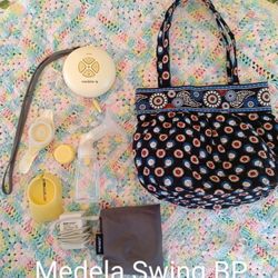 ❤️ MEDELA, Swing Breastpump & Medela Single Breastpump Accessories, Plus Vera Bradley Quilted Shoulder Bag!  🌼 Excellent Condition!