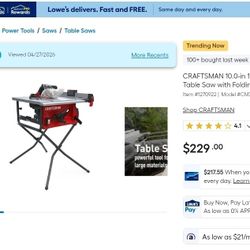 Craftsman 10" _ 15 Amp Table Saw  NEW  !!
