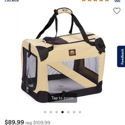 New Pet Life Folding Zippered 360 Degree Vista View House Pet Crate in Khaki