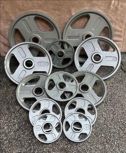 SET  OF  NEW  WEIDER  OLYMPIC  PLATES  (PAIRS OF)  : 45s 35s 25s 10s 5s 2.5s
