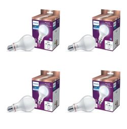 Philips Smart 100W A21 Daylight/Soft White LED Bulb 4-Pack - E26 - Control with Voice or App
