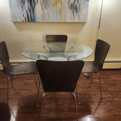 Glass Table with Coffee Brown Chairs