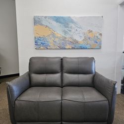 Top Grain Leather Loveseat With Two Power Recliners- Polner 