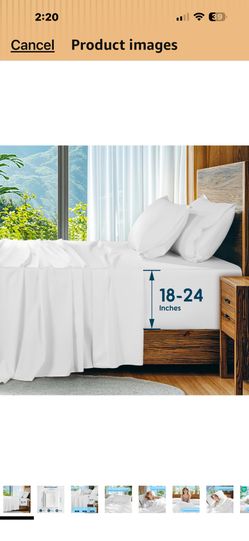 SONORO KATE 100% Egyptian Cotton Sheets Set, Extra Deep Pocket up to 18"-24",1000 High Thread Count, Soft & Breathable 5-Star Hotel Sateen Bed Sheets 