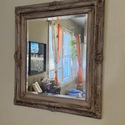 Beautiful Ornate Frame Beveled Mirror 28” X 31”