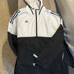 Adidas Womens Full Zip Lightweight Windbreaker Jacket Size Medium 