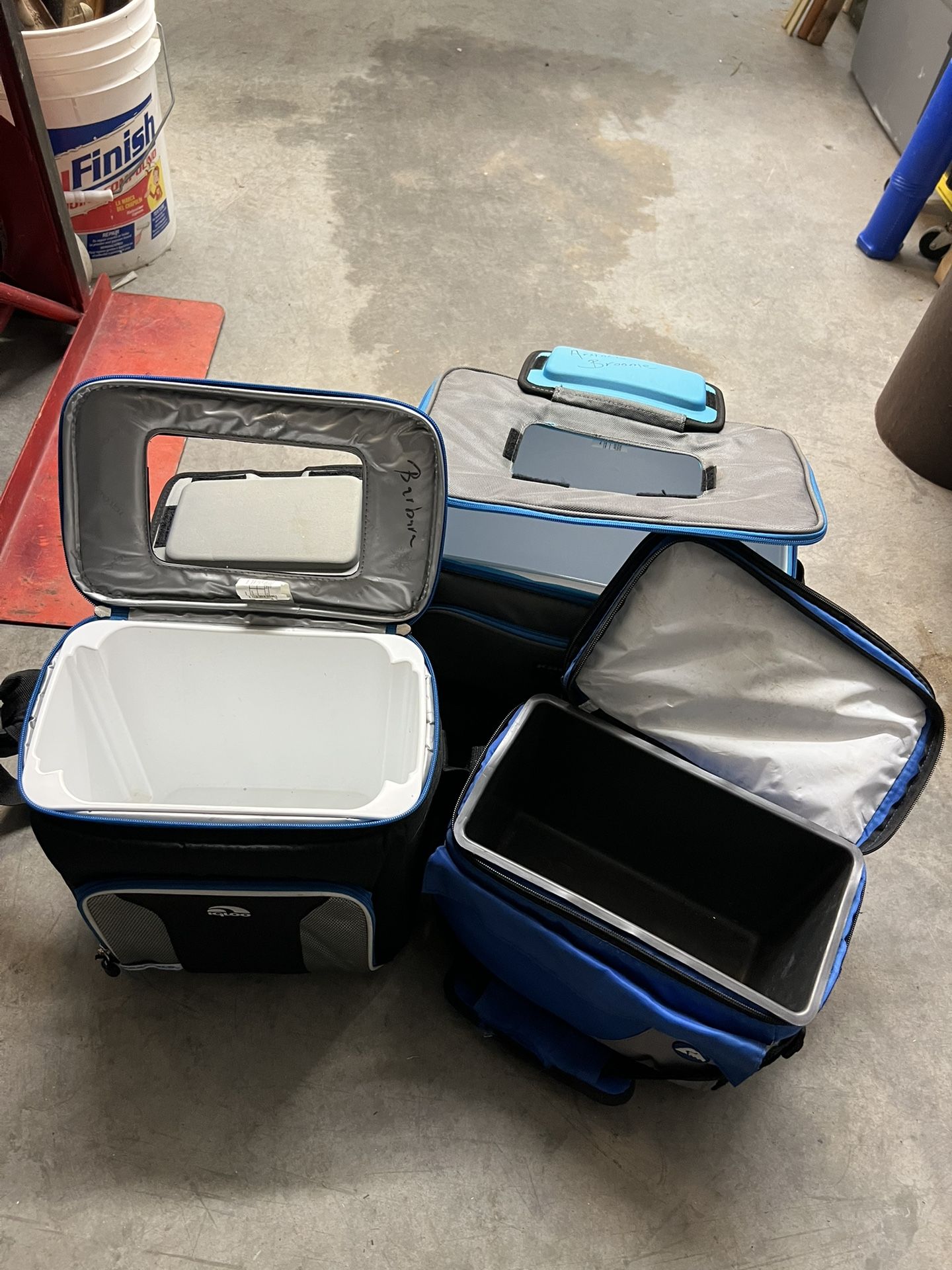 3 Small Coolers. 2 Same Size (6 Pack Size) And 1 a Little Larger