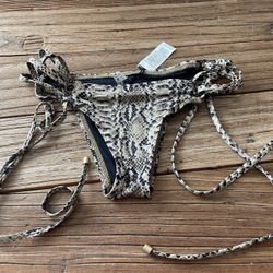 New Vitamin A Swim Designer Snake Print Bikini Bottoms XS 