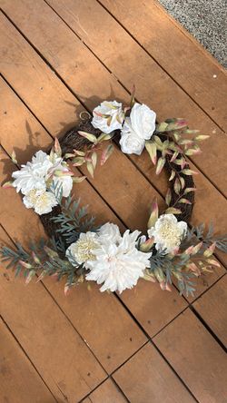 Floral Grapevine Wreath with White Flowers