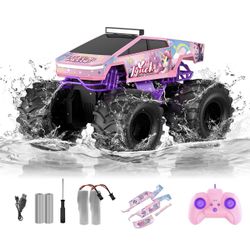 New-Remote Control Car, Amphibious Monster Truck Toys for Kids, 2.4GHz Waterproof RC Cars 1:18 4WD All Terrain Off-Road Pick-up RC Trucks, Ideal Chris