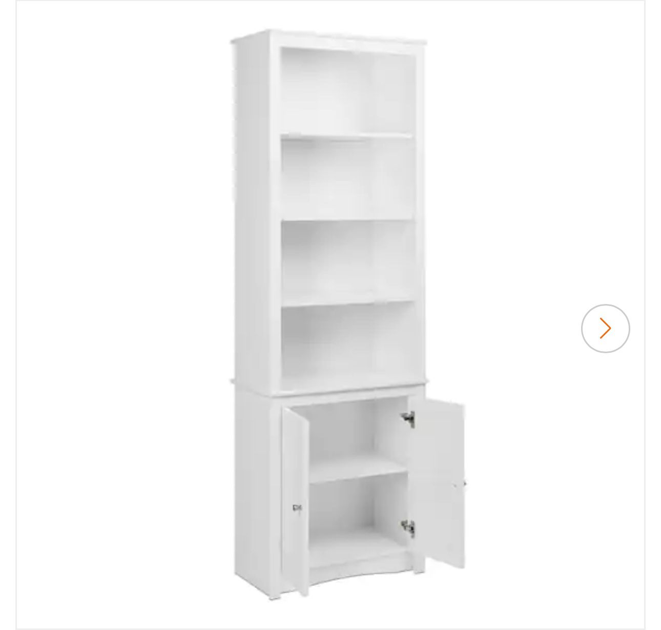 80 in. White Wood 6-shelf Standard Bookcase with Doors