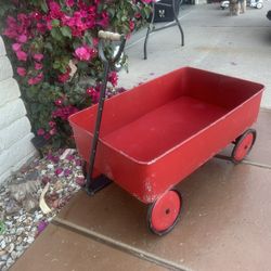 Vintage Red Metal Wagon 32” x 14” x 17.5”-64th St & Bell