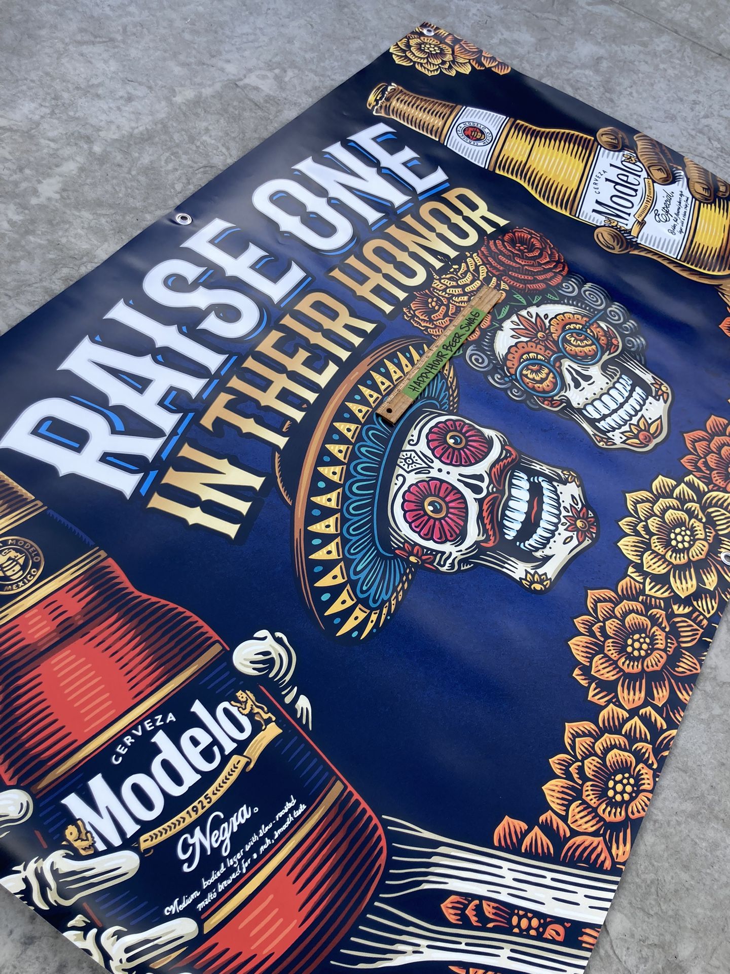 🎁  New 5’ x 3’ Modelo Beer Bar Banner Sign Vinyl Dia De Los Muertos 